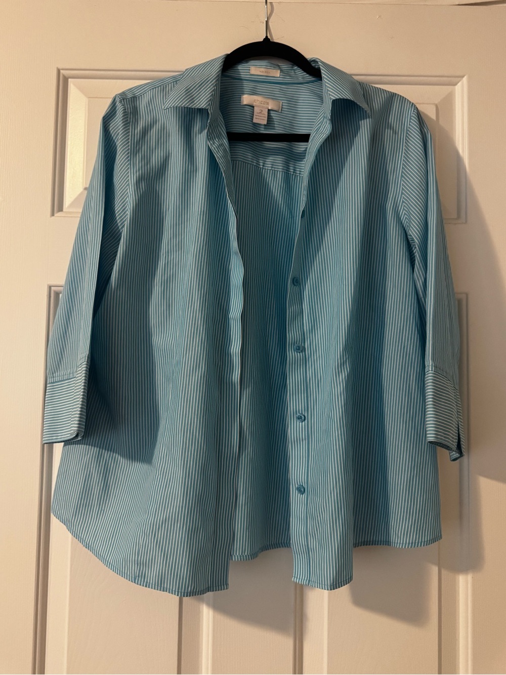 Chico’s no iron striped button down shirt